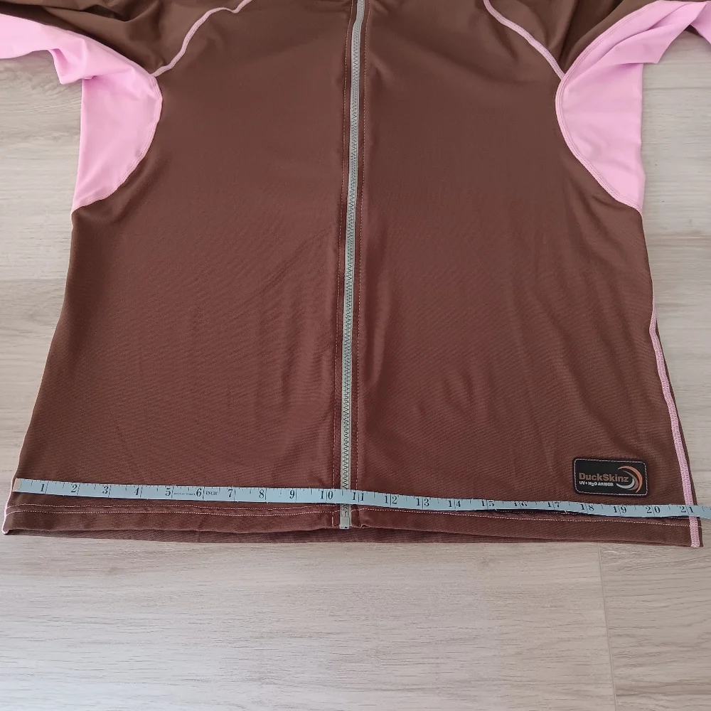 DuckSkinz UV & H2O Armor Long-Sleeved Full ZIp Jacket Brown Pink Medium